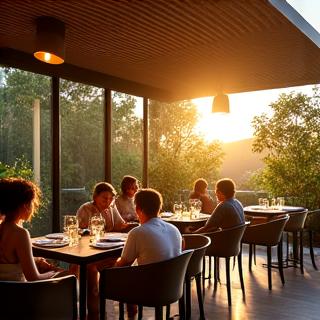 Protected outdoor dining area